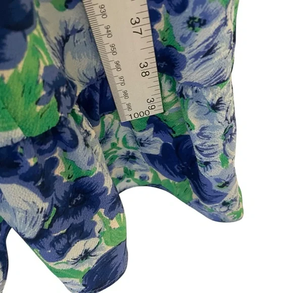 Talbots Botanical Garden Blue Green Long Sleeve Dress Floral 14 - Picture 6 of 8